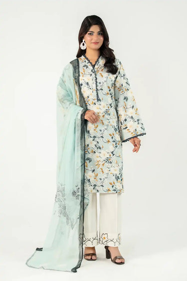 3 Piece - Printed Schiffli Suit