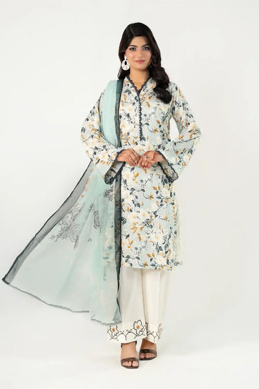 3 Piece - Printed Schiffli Suit
