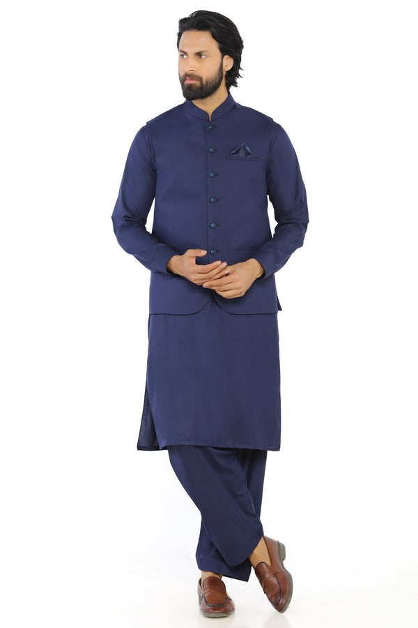 Navy Blue Men Wash & Wear Shalwar Kameez