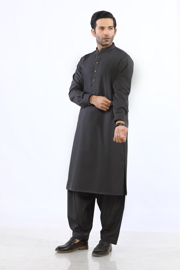 Dark Grey Wash & Wear Shalwar Kameez - Prime Point Store