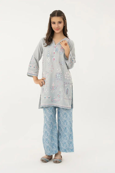 2 Piece - Embroidered Texture Suit