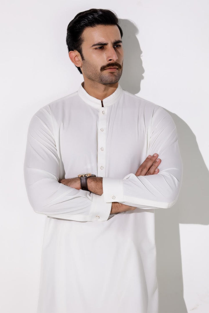 Off White True Tone Casual Shalwar Kameez For Men - Prime Point Store