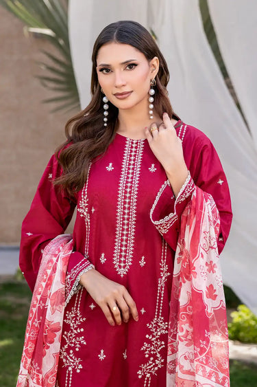 3 Piece - Dyed Embroidered Cambric Suit