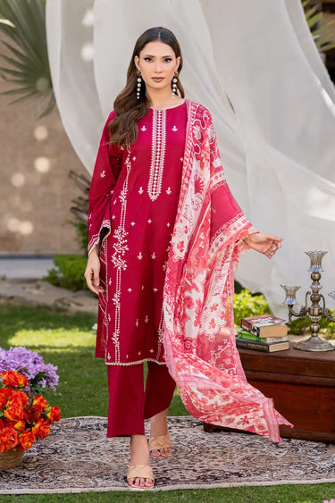 3 Piece - Dyed Embroidered Cambric Suit