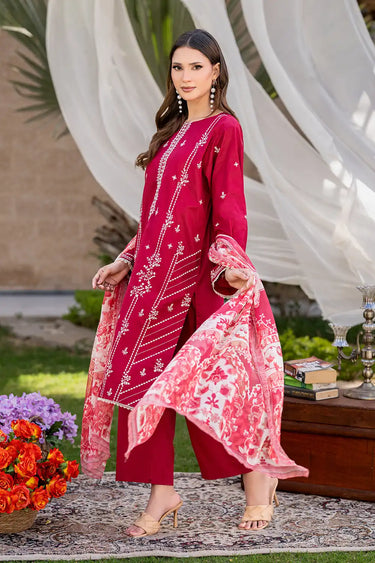 3 Piece - Dyed Embroidered Cambric Suit