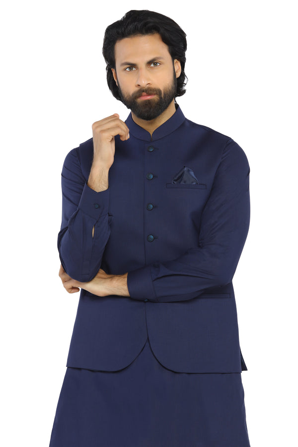 Navy Blue Waist Coat For Men