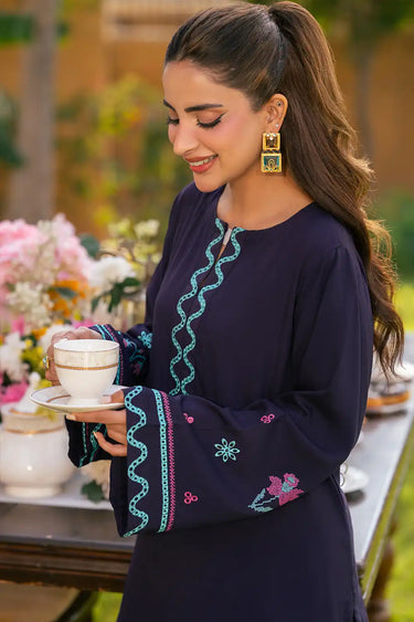 2 Piece - Embroidered Linen Suit