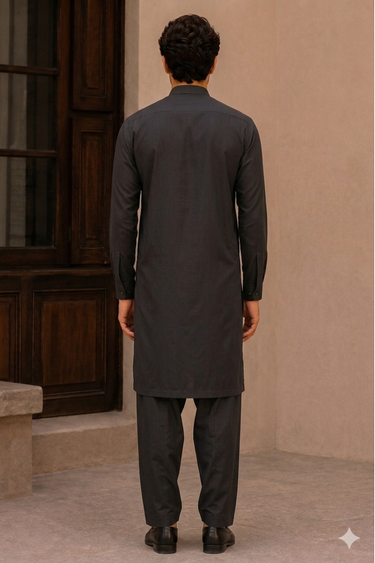 Men's Cotton Kameez Shalwar – BLACK