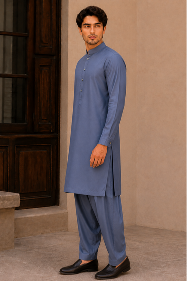 Men's Cotton Kameez Shalwar – BLUE