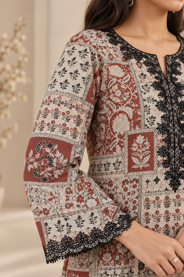 2-PIECE EMBROIDERED CAMBRIC SUIT
