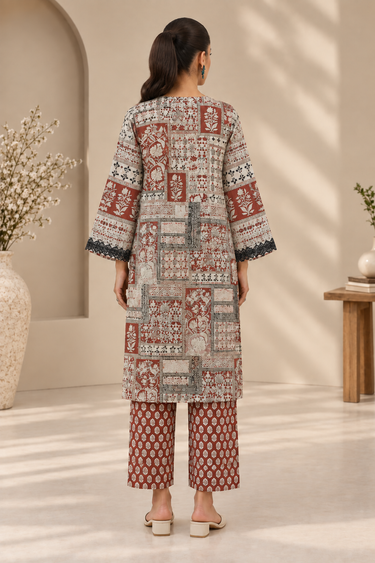 2-PIECE EMBROIDERED CAMBRIC SUIT
