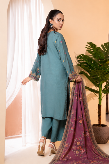 3 PIECE - EMBROIDERED CAMBRIC SUIT