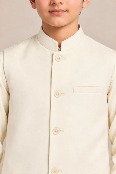 Boys Kameez Shalwar & Waistcoat Combo – cream