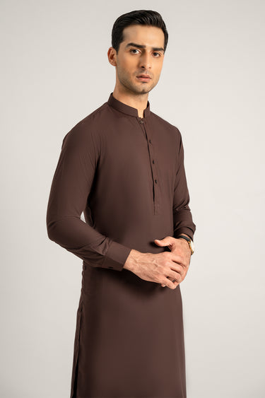 Dark Brown Blended Kameez Shalwar