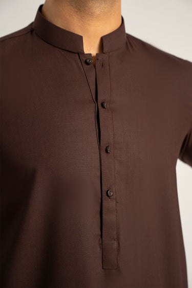 Dark Brown Blended Kameez Shalwar