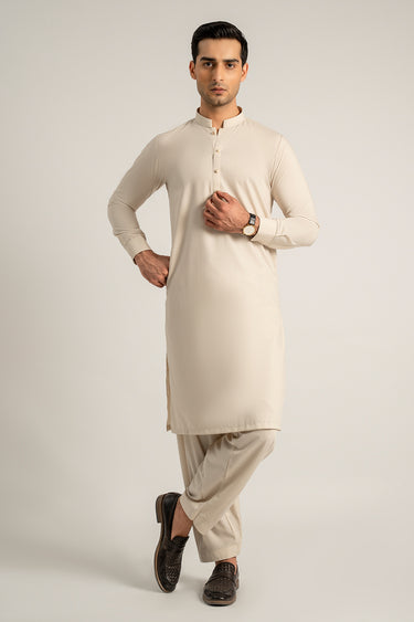Fawn Blended Kameez Shalwar