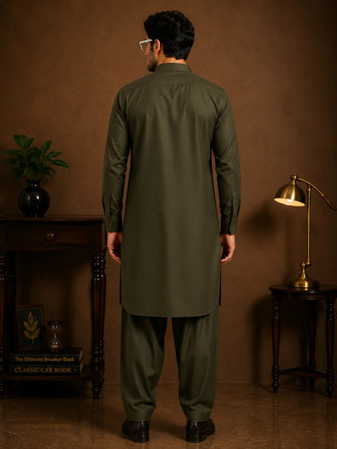 Men's Cotton Kameez Shalwar – DARK GREEN