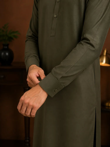 Men's Cotton Kameez Shalwar – DARK GREEN