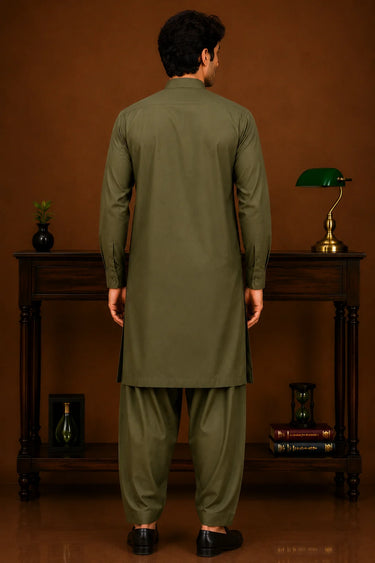 Men's Cotton Kameez Shalwar – OLIVE