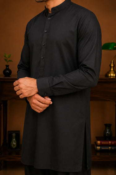 Men's Cotton Kameez Shalwar – BLACK