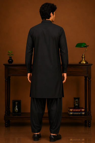 Men's Cotton Kameez Shalwar – BLACK