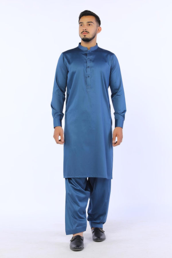 Teal Blended Casual Shalwar Kameez For Men - Prime Point Store