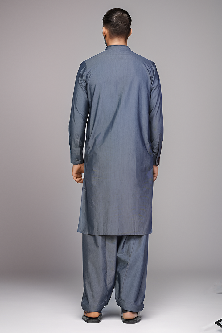 Grey Blended Casual Shalwar Kameez For Men - Prime Point Store