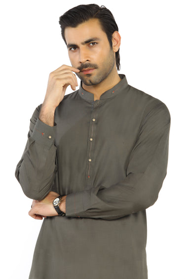 Dark Green Fashion Wash & Wear Shalwar Kameez For Men