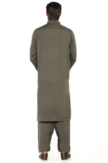 Dark Green Fashion Wash & Wear Shalwar Kameez For Men