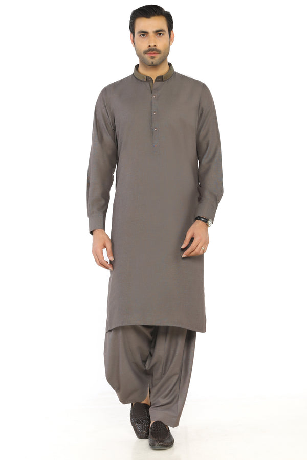 Brown Fashion Wash & Wear Shalwar Kameez For Men