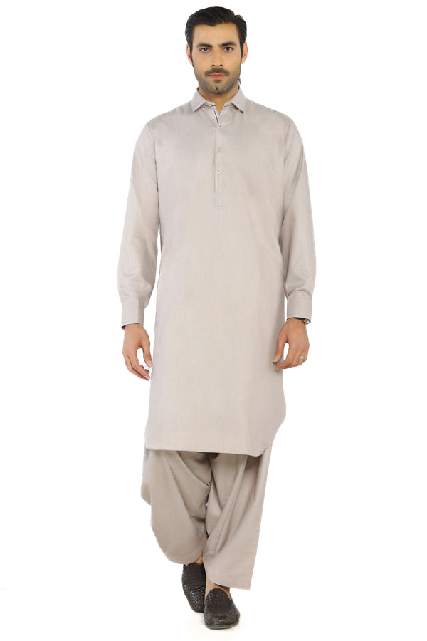 Ash Grey Fashion Wash & Wear Shalwar Kameez For Men