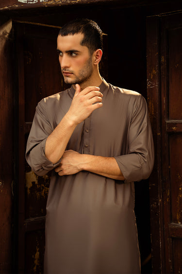 Brown Blended Kameez Shalwar
