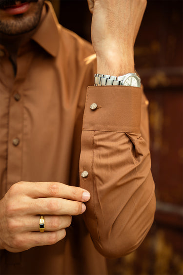 Dark Brown Blended Kameez Shalwar