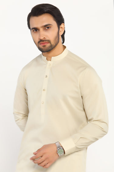 Beige Cotton Casual Kameez Shalwar