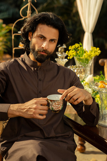 Dark Brown Men Wash & Wear Shalwar Kameez