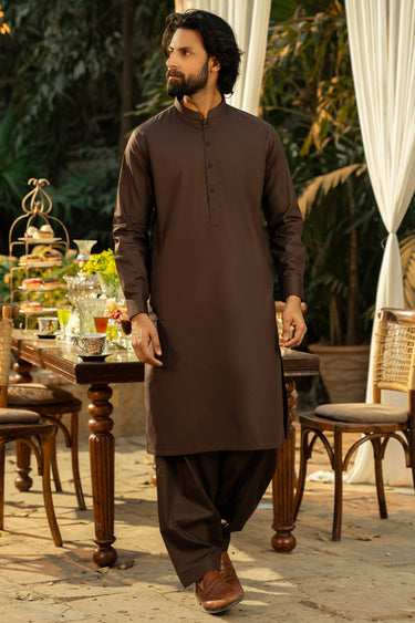 Dark Brown Men Wash & Wear Shalwar Kameez