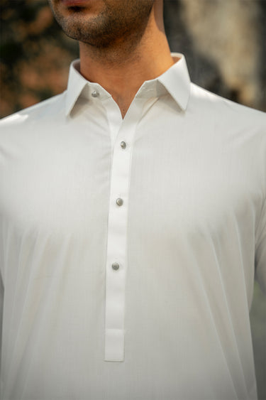 White Blended Kameez Shalwar