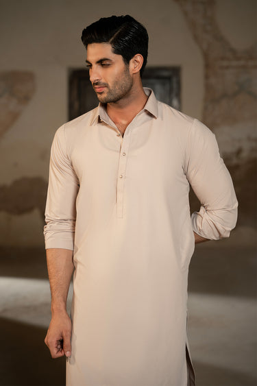 Light Fawn Blended Kameez Shalwar