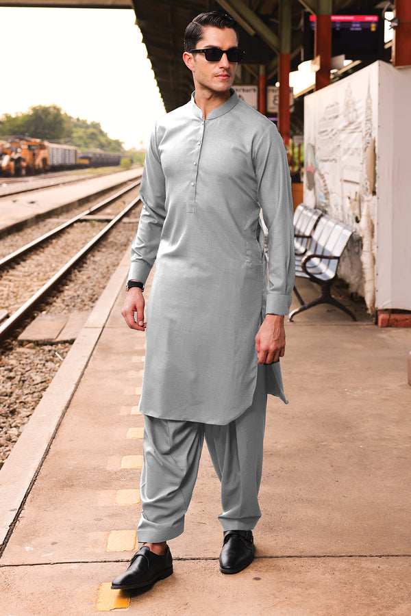 Light Grey Men Unstitched Wash n Wear Suit