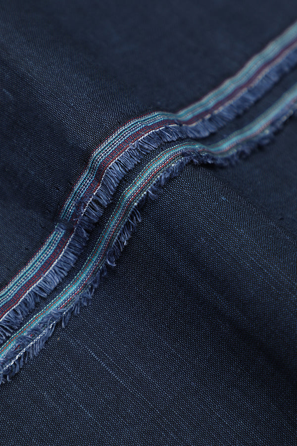 Navy Blue Sub Linen Unstitched Suit For Men
