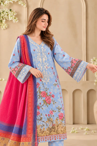 3-PIECE PRINTED CAMBRIC SUIT