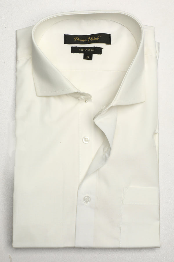 Cream Plain Formal Shirt For Men - Prime Point Store