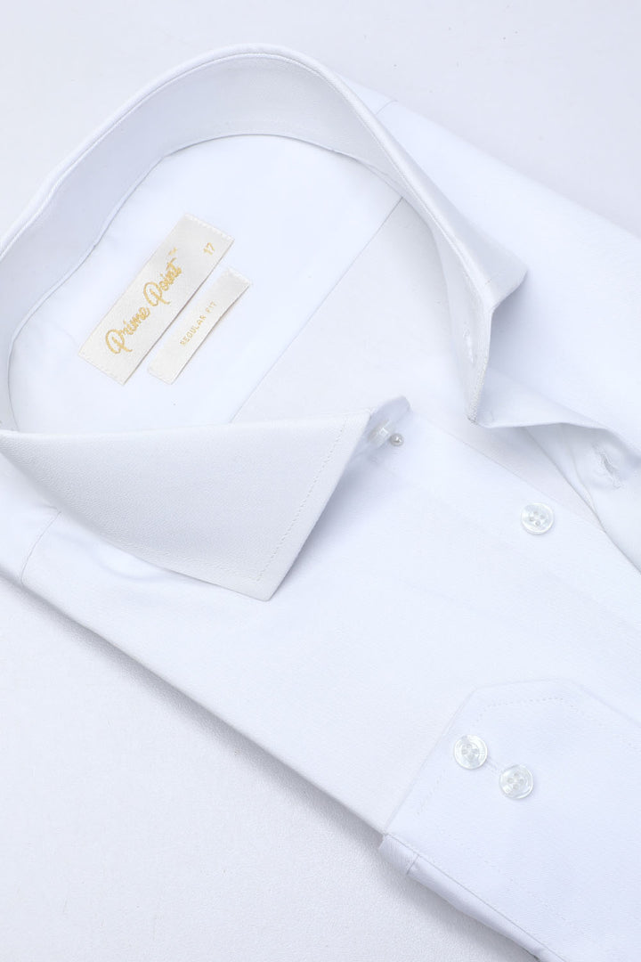 White Plain Formal Shirt For Men - Prime Point Store