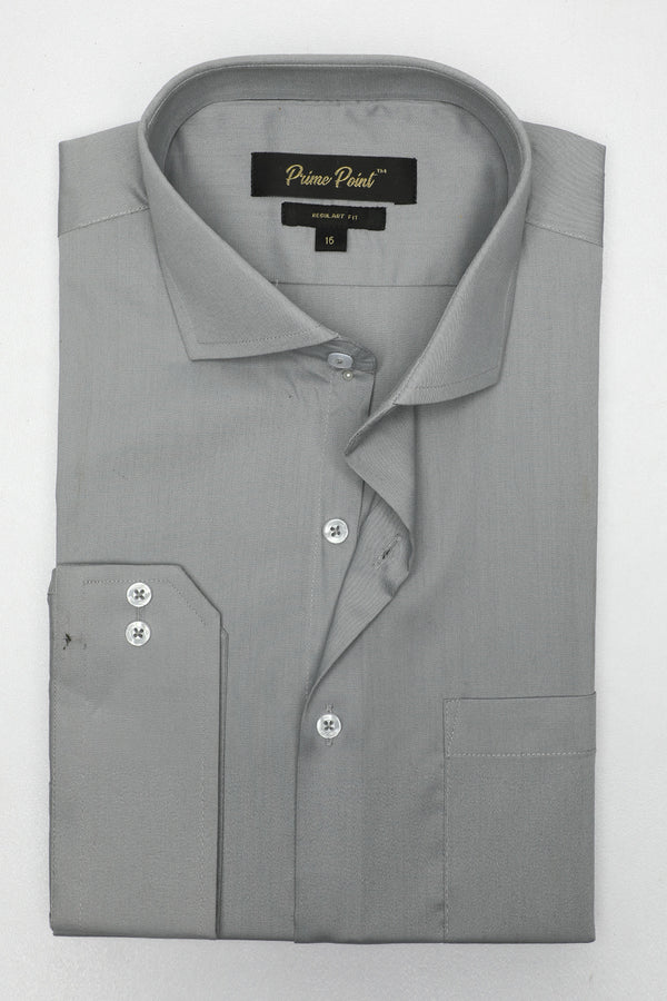 Grey Plain Formal Shirt for Men - Prime Point Store