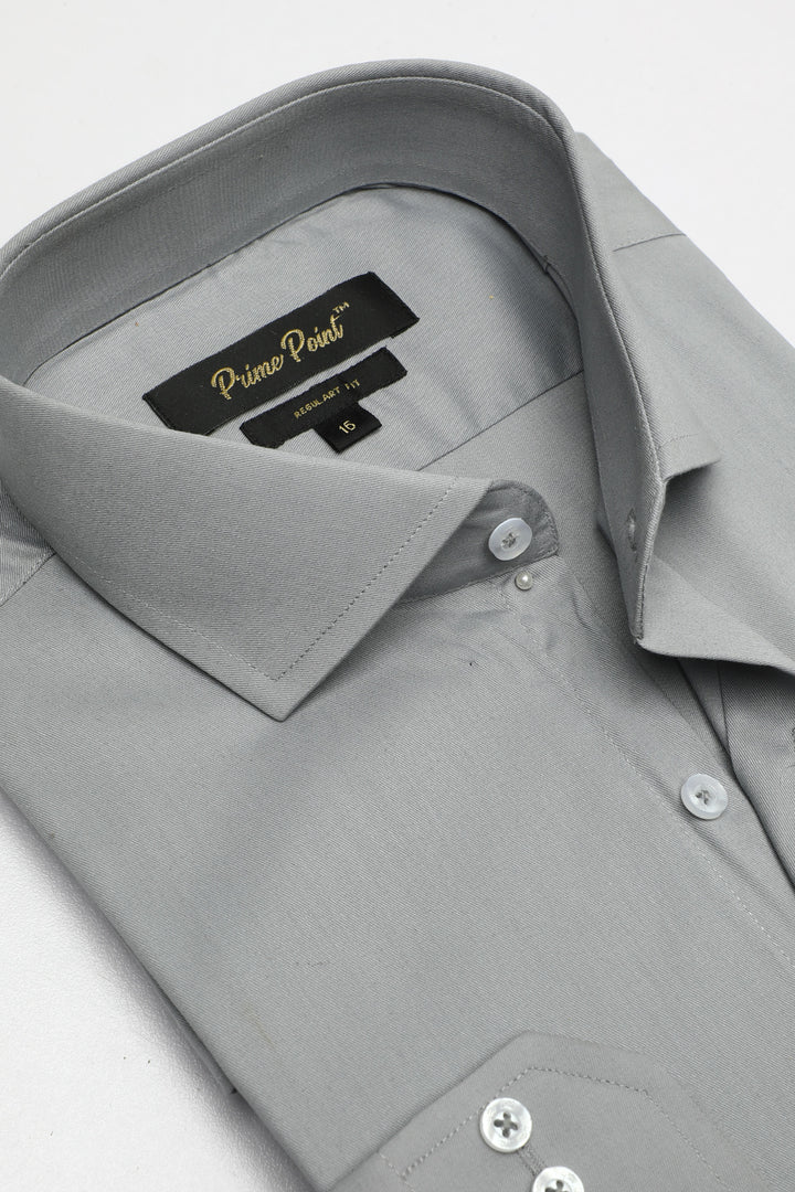 Grey Plain Formal Shirt for Men - Prime Point Store