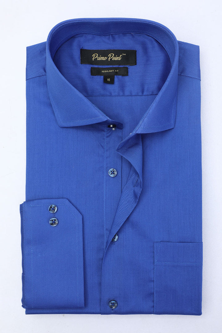 Royal Blue Plain Formal Shirt For Men - Prime Point Store