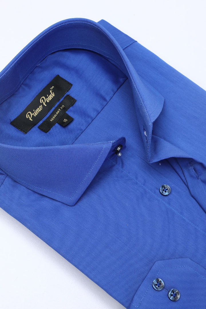 Royal Blue Plain Formal Shirt For Men - Prime Point Store