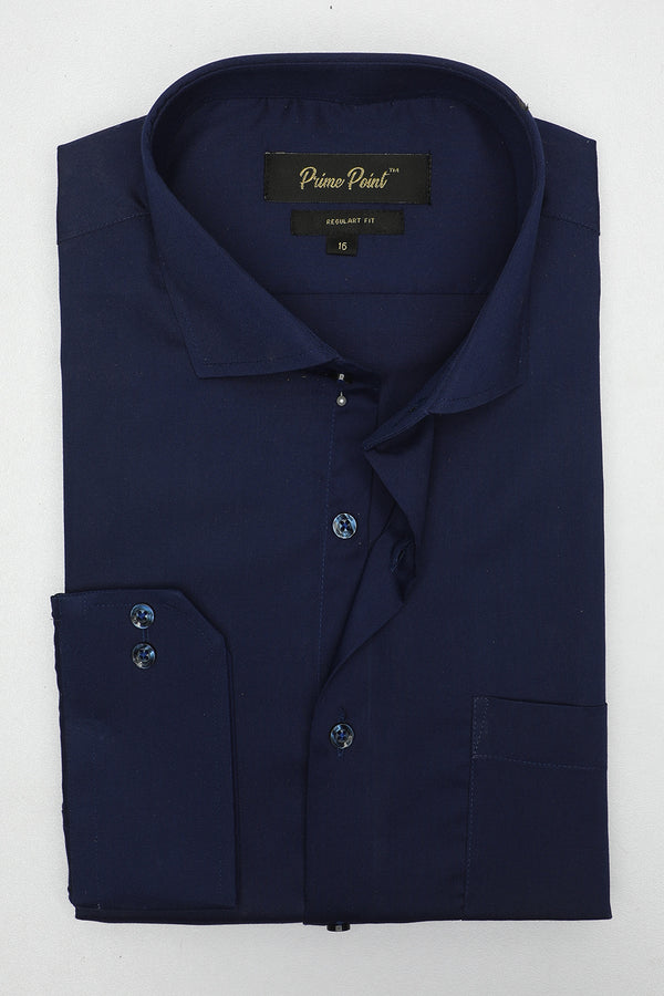 Navy Blue Plain Formal Shirt for Men - Prime Point Store