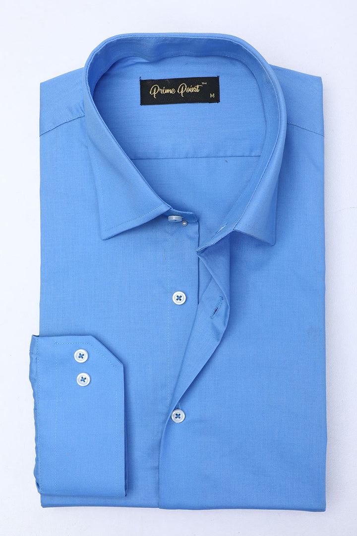 Blue Plain Formal Shirt For Men - Prime Point Store