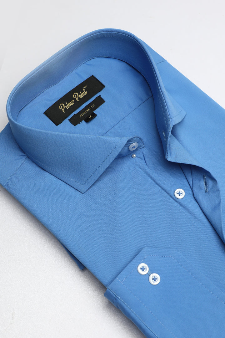 Blue Plain Formal Shirt For Men - Prime Point Store